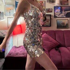 CLOSING MY CLOSET SALE! Sequin Embellished Silver Dress